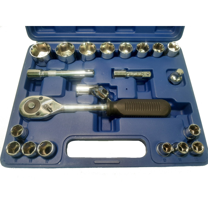 Gola sada 1/2" s račňou 10–32 mm 22-dielna