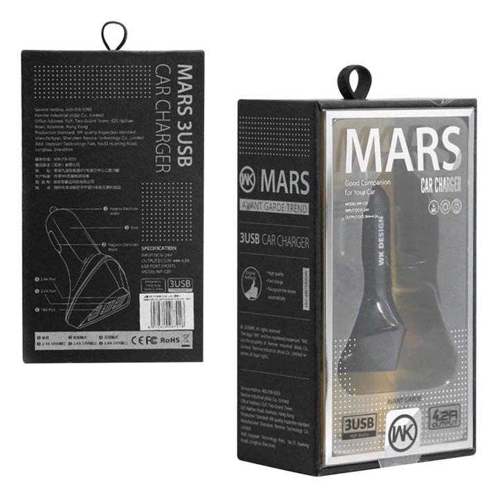 Výkonná USB autonabíjačka Mars 3x USB port 12/24V