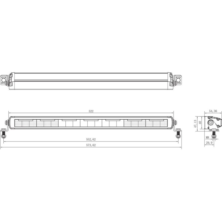 Svetlomet diaľkový LEDBAR SLIM 522mm s výstražnými zábleskami