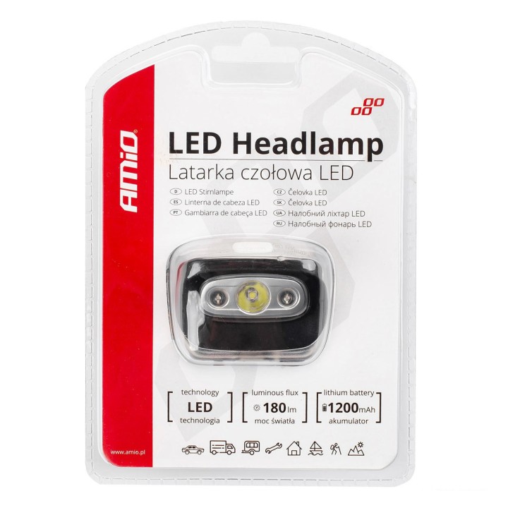 Dobíjacia čelovka XPG LED – 1200 mA (Vodotesná)
