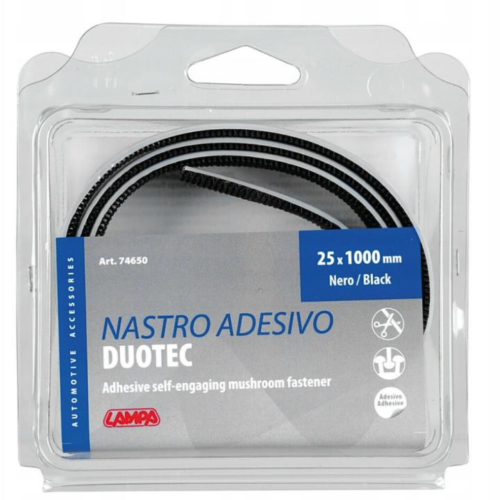 Samolepiaci suchý zips Duotec 25 x 1000 mm – čierny