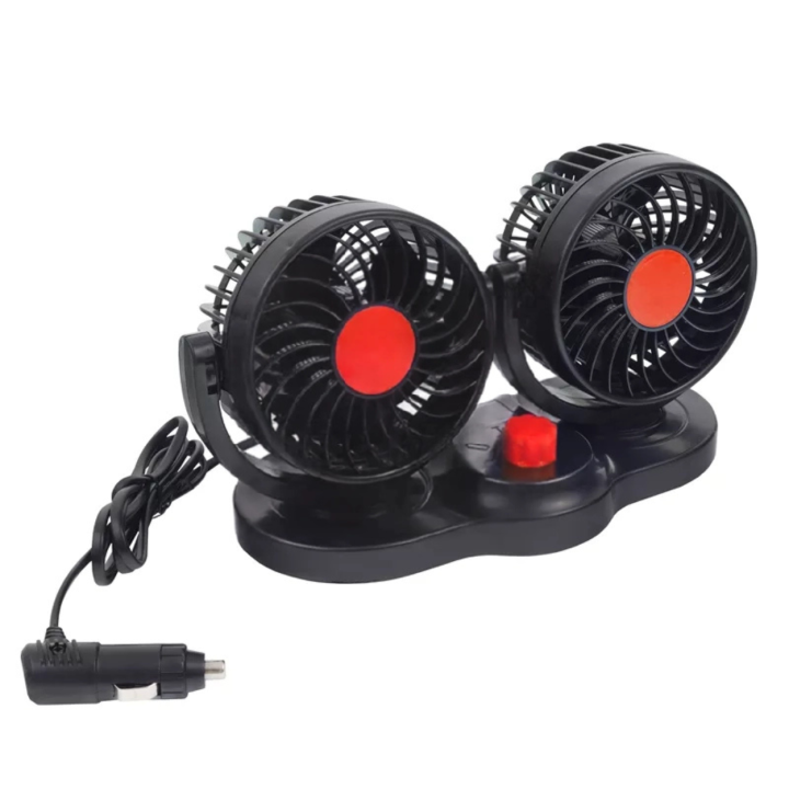 Dvojitý rotačný ventilátor do auta 24V na podstavci