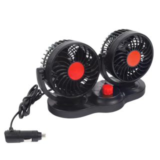 Dvojitý rotačný ventilátor do auta 12V na podstavci