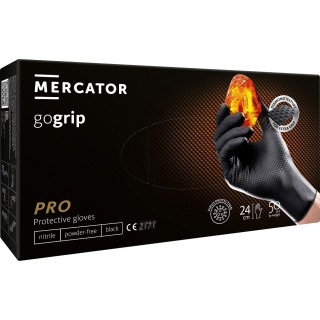 MERCATOR gogrip Čierne nitrilové rukavice (50 ks) – Extra pevné, veľkosť L