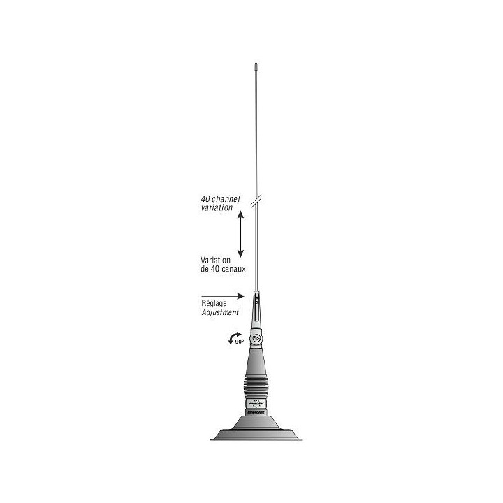 CB magnetická anténa President – 93 cm, 250W (PEP)