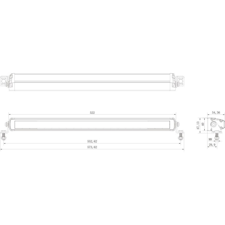 Svetlomet diaľkový LEDBAR SLIM 522mm