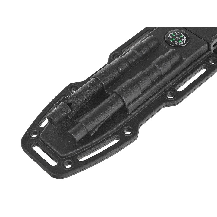 Nôž BLACK SURVIVAL – Taktický nôž 275 mm s kompasom a podpaľovačom