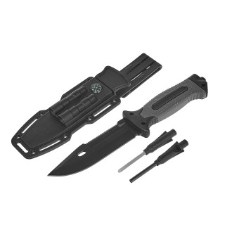 Nôž BLACK SURVIVAL – Taktický nôž 275 mm s kompasom a podpaľovačom