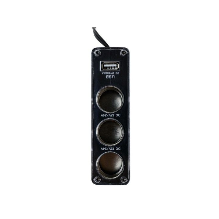 Roztrojka zásuvky zapaľovača 3-cestná + USB 12/24V