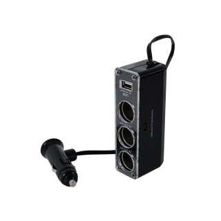 Roztrojka zásuvky zapaľovača 3-cestná + USB 12/24V