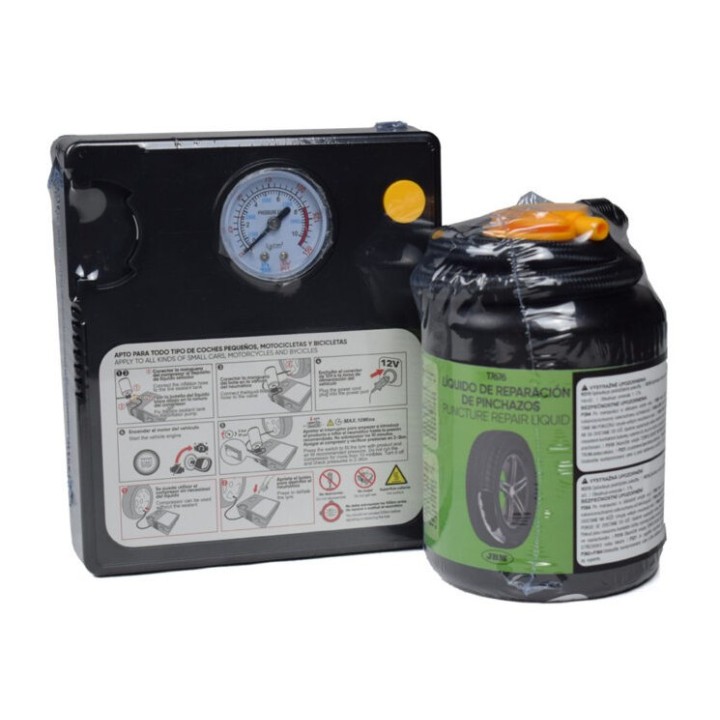 Sada na opravu pneumatík s kompresorom 12 V – tmel 450 ml