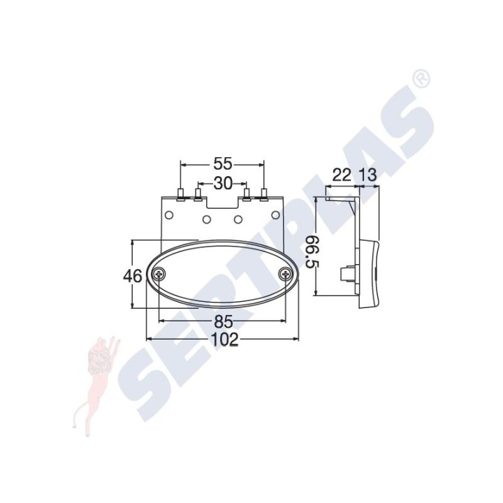 Pozička 102x46 oranžová LED s držiakom 1324